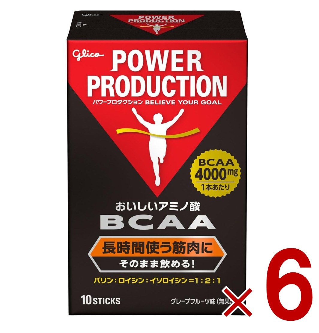 グリコ BCAA パワープロダクション おいしいアミノ酸 BCAAスティックパウダー 筋持久系アミノ酸 グレープフルーツ風味 1本(4.4g)×10本 6個 8,658円