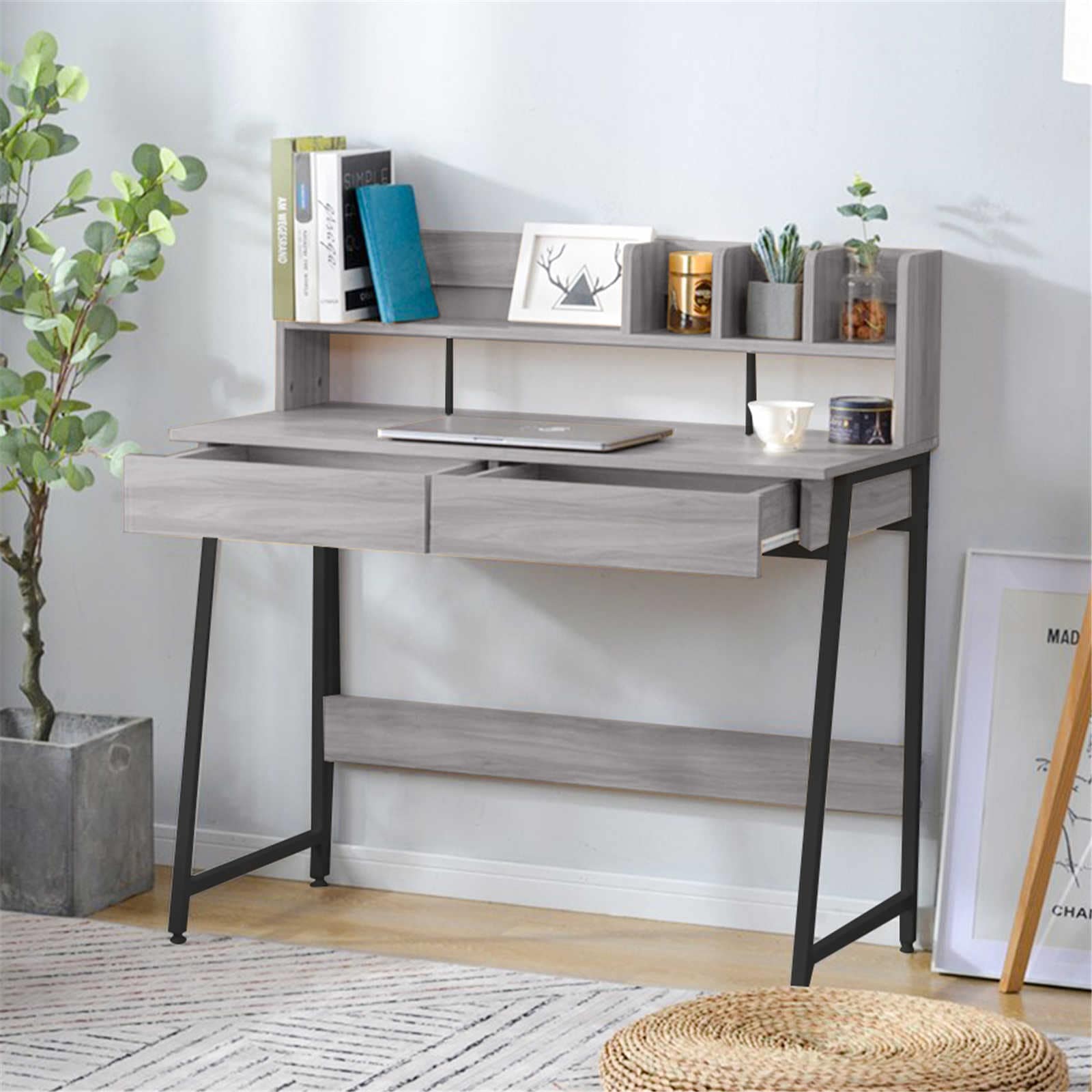 【日本国内出荷-3日で配達】韓国版ファッション 学習机 パソコンデスク 勉強机 引き出し PCデスク 収納 省スペース リビング学習 子供大人 テレワーク 在宅ワーク リモートワーク DJYC136