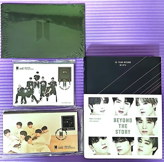 BTS [バンタン] BEYOND THE STORY [韓国語版]+10周年記念切手ブック+10周年記念(初日封筒) 初日カバー スタンプ印 記念封筒セット[10枚]+葉書セット[10枚]