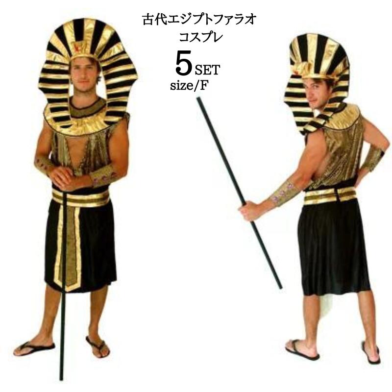 コスプレ衣装 大人用 古代エジプトファラオコスチューム 大人 衣装 コスプレ セット コス ハロウィン なりきり ステージ衣装 余興 男性 メンズ 仮装 cosplay エジプト 男性用 王様 面白