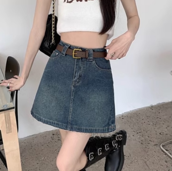 レディース スカート デニム ハイウエスト ショート かわいい 大人可愛い きれいめ シンプル カジュアル 上品 おしゃれ かっこいい レトロ こなれ感 ラフ ガーリー ルーズ 個性的 クール
