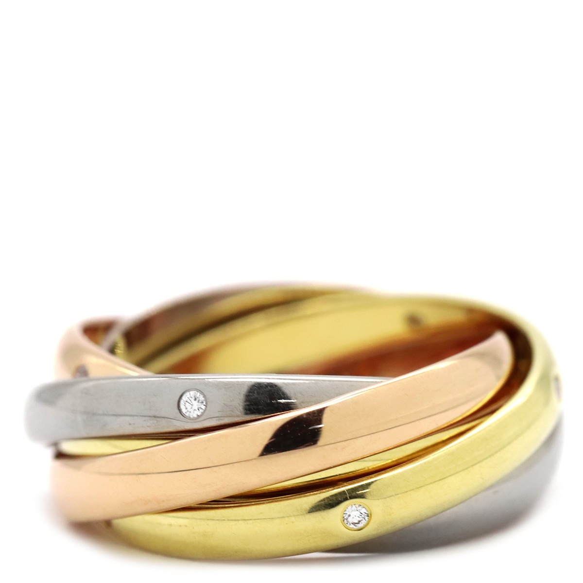 カルティエ Cartier リング 指輪 トリニティ6連 ダイヤ K18WG K18YG K18PG ダイヤモンド ホワイトゴールドXイエローゴールドXピンクゴールド #49(JP9) 15石 3カラ