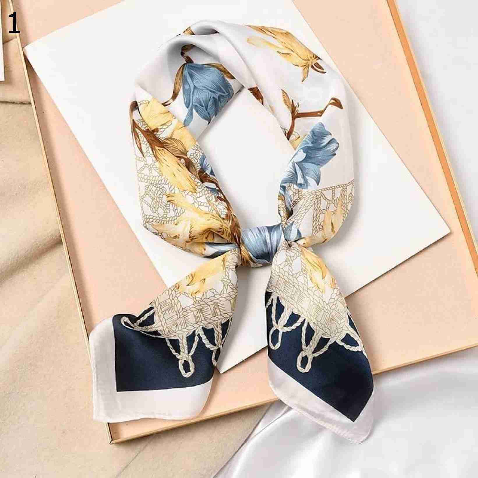 【20%OFFクーポン～】70x70cm 女性用多機能ポリエステルスカーフ春ショール クリエイティブプリントサテン スモールスクエアラップ スカーフショール スカーフ (Color : 8 Siz