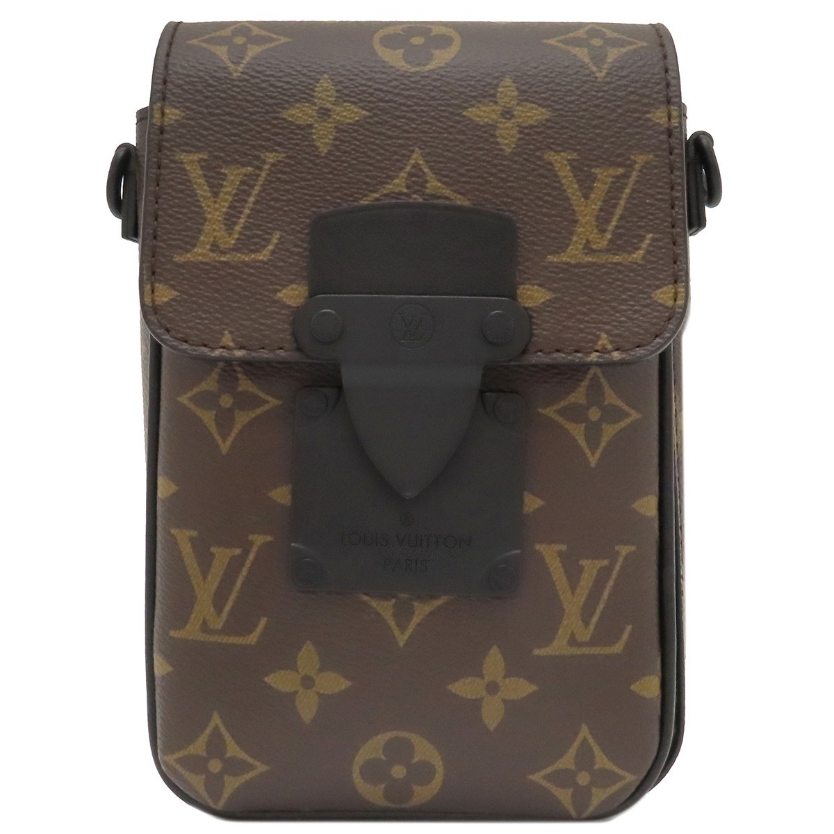 ルイヴィトン LOUIS VUITTON ショルダーバッグ Sロック ヴェルティカル ウエアラブルウォレット モノグラムマカサー モノグラムマカサー マットブラック金具 茶 黒 M81522 RFID