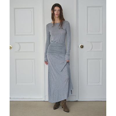 SYMMETRICPERNT シャーリングジャージーマキシドレス/メランジグレー 18,502円