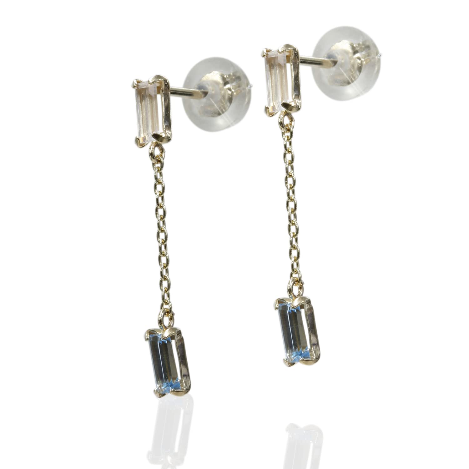 K10イエローゴールド ローズクォーツ ブルートパーズ スタッドピアス CHS989