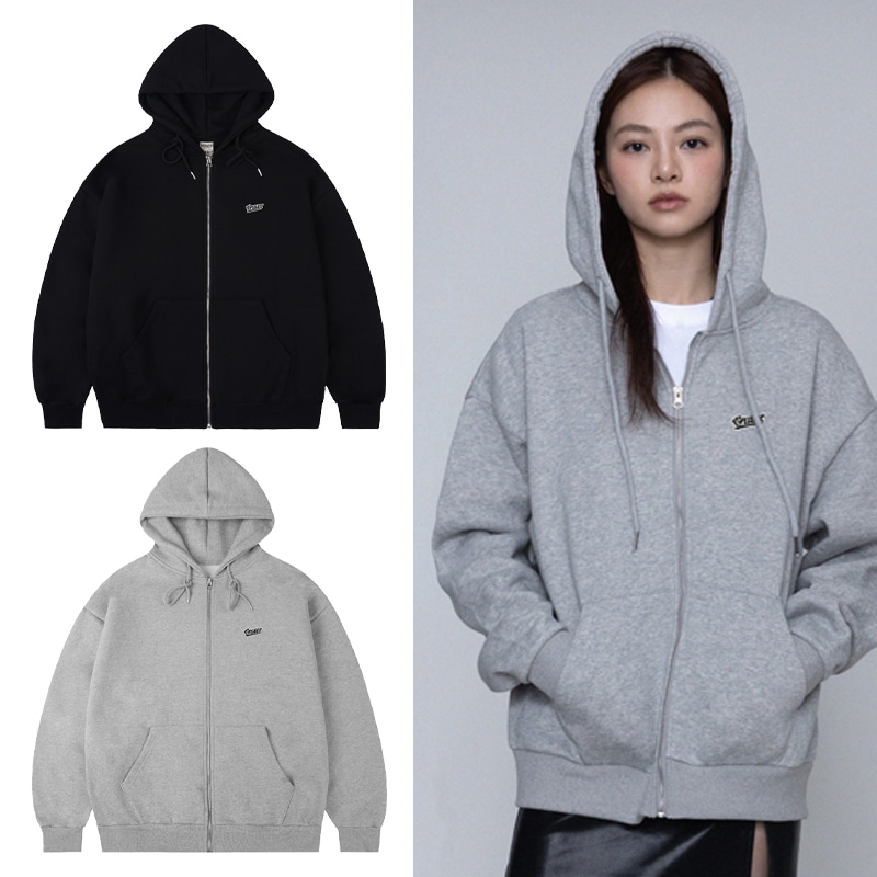 [UNISEX] Baseball Logo Embroidery Hooded Zip-Up_2color