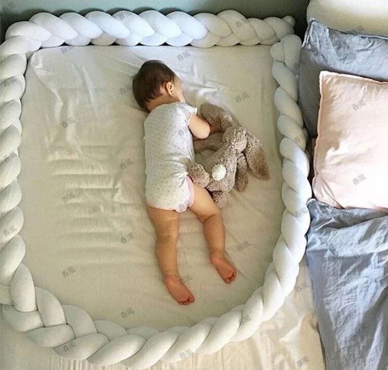 寝返り防止クッション 4M 3本編み ベッドガード ノットクッション ベッドガード