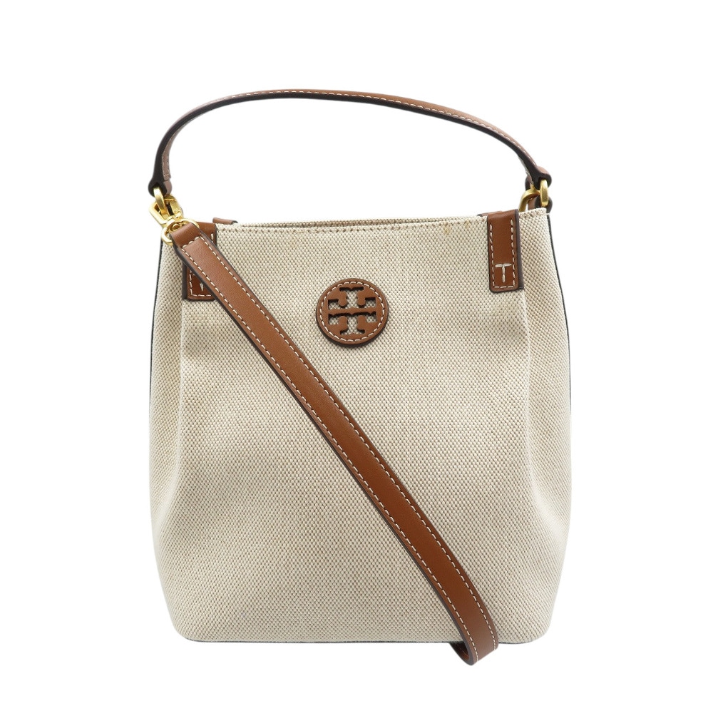 新品同様 ショルダーバッグ キャンバス/レザー/キャンバス ベージュ 1045【中古】 レディース