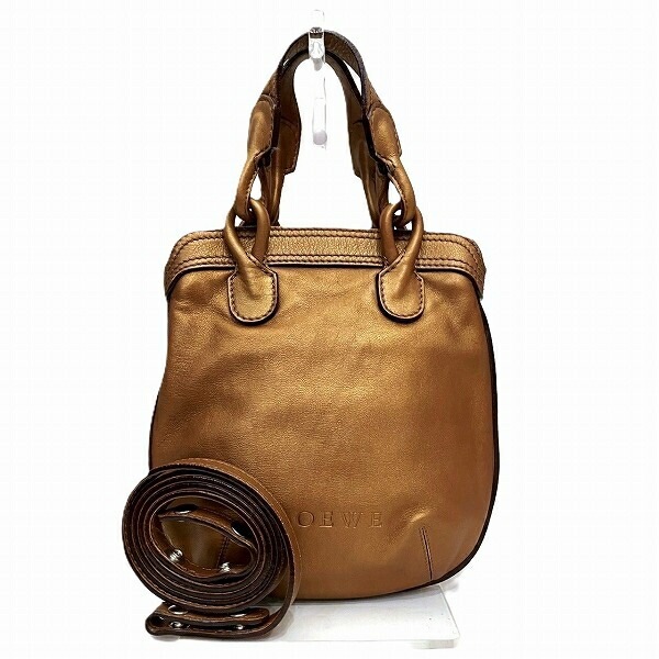 ロエベ フィエスタ レザー ゴールド バッグ ハンドバッグ ショルダーバッグ レディース【中古】