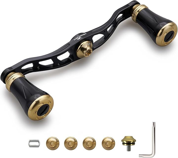 88mm/90mm/105mm リール ハンドル 19mm ノブ搭載 シマノ SHIMANO ダイワ DAIWA アブ Abu 通用 ベイトリール (105mm - ブラック＆ゴールド)