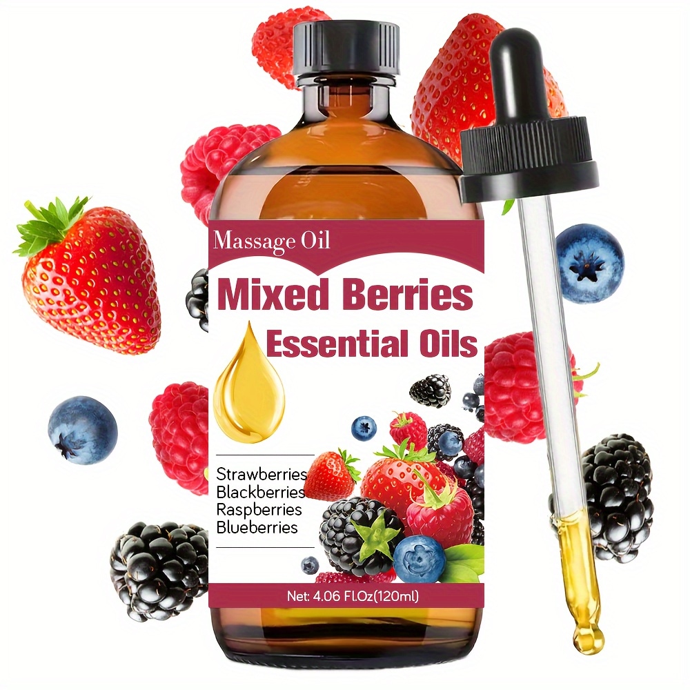 120ml 4.06fl.oz ミックスベリー エッセンシャルオイル ストロベリー ブラックベリー ブルーベリー 100% 純粋 香水オイル ケアグレード ヘアケア スキンケア マッサージ ディフュー