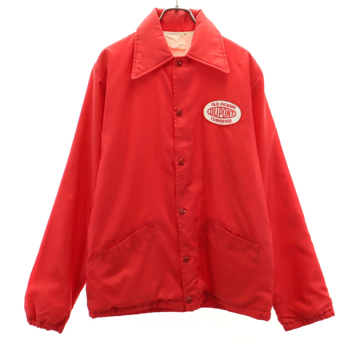 70s 80s ヴィンテージ デュポン社ワッペン コーチジャケット レッド系 メンズ 古着