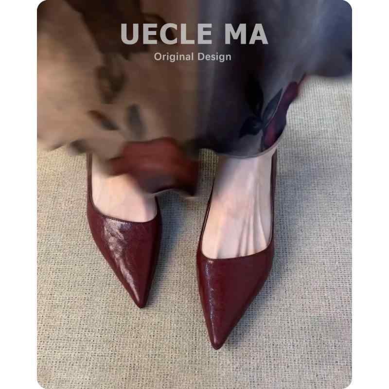 ハイヒール　シューズ　レディース シープスキン 足が 疲れにくい 細い ヒールの 女性用 ハイヒール 2025 春 スタイル 美しい 赤い 靴 尖った つま先 フレンチ シングル シューズ