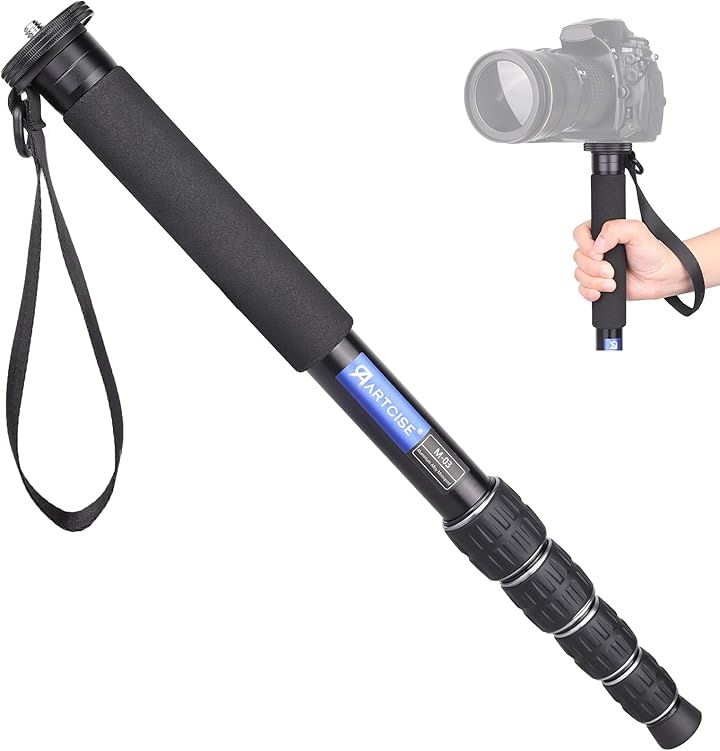 アルミ カメラ 一脚 28.8ｍｍ最大管経 5段ナット式伸縮 165cmコンパクト軽量 旅行 トラベル モノポッド DSLR/ビデオ/カムコーダー適用 最大耐荷重10キロ