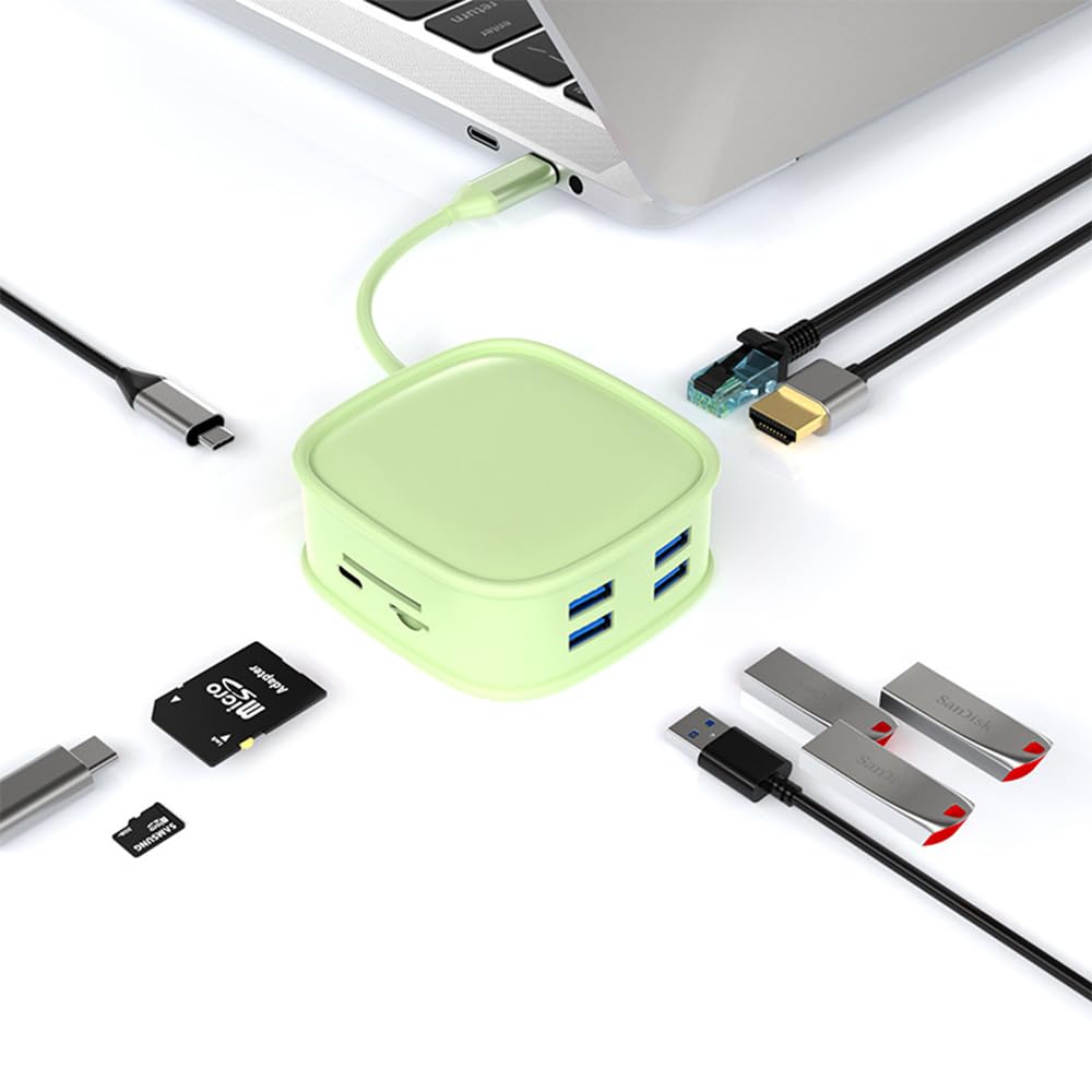 1to10 USB-Cハブ USB HDMI変換アダプタ コネクタ ドッキングステーション 10in1 10ポート 100W PD対応 充電 HDMI USB3.0 映像出力 コンパクト かわいい お