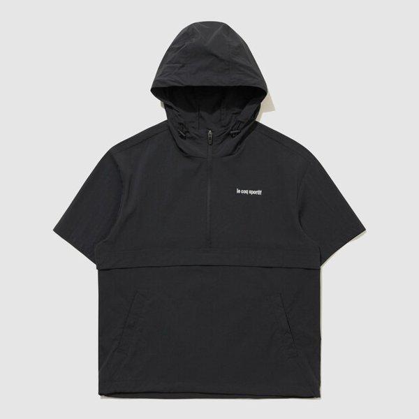 [] ユニ ストレッチ タスラン ルーズフィット 半袖アノラック ジャケット BLK / QR223LJK42