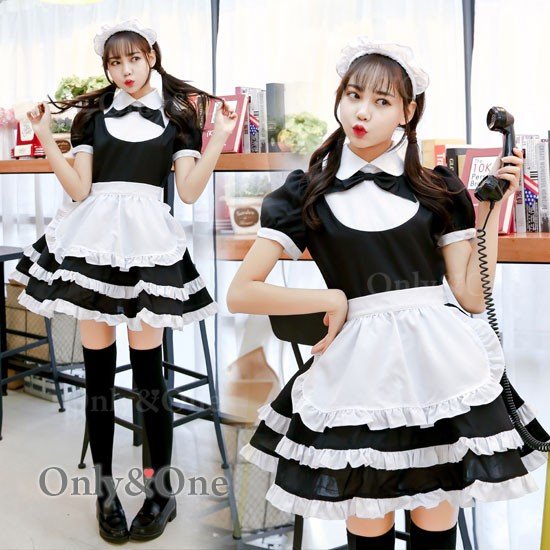 メイド コスプレ メイド服 衣装 コスチューム 定番 ブラック エプロン オリジナルブランド