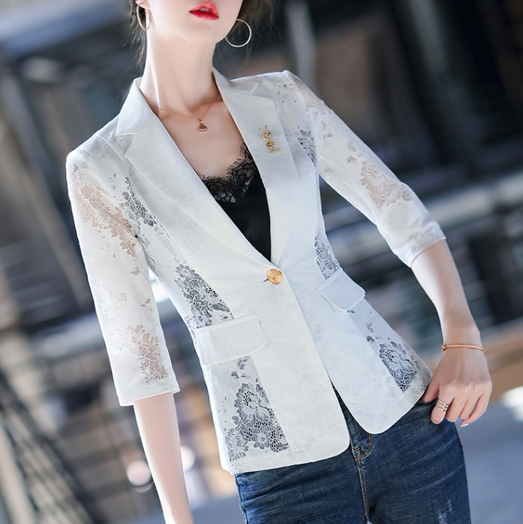 レースジャケット アウター ジャケット 袖あり 7分袖 七分袖 Vネック 襟付き レース 前開き 透け感 綿 かわいい 大人可愛い きれいめ シンプル カジュアル 大人 上品 おしゃれ お洒落