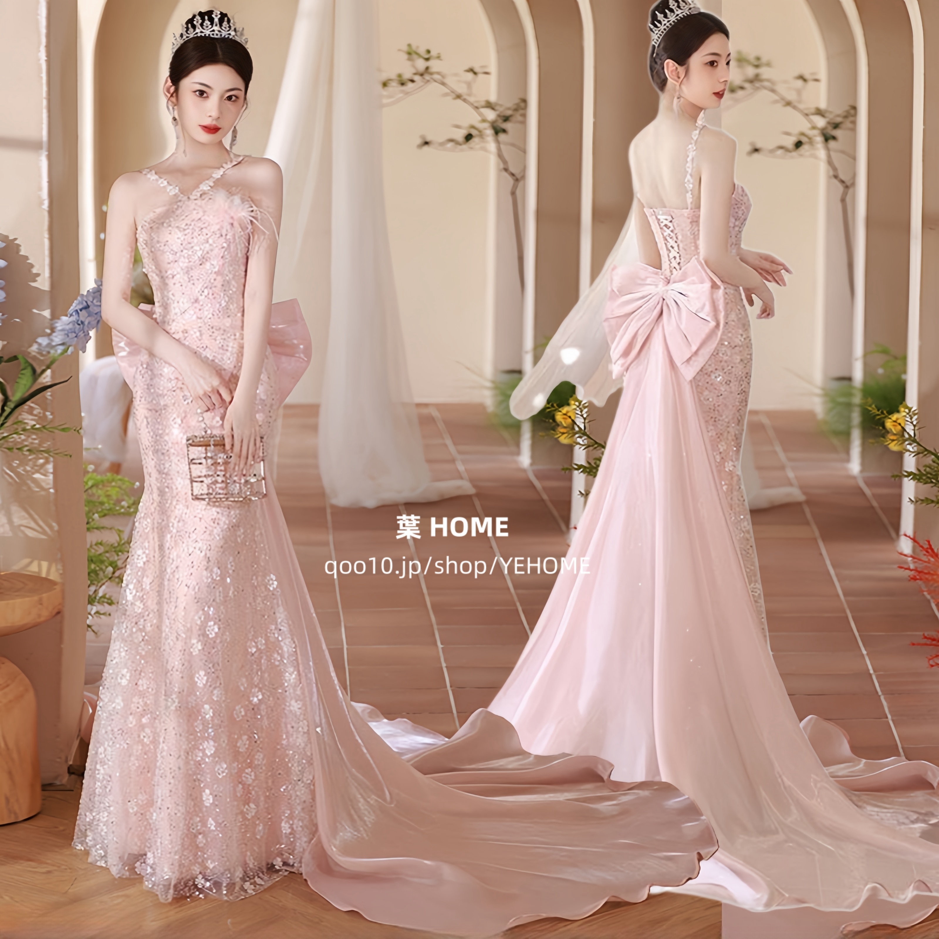 パーティードレス 二次会用 カラー ウェディングドレス 首掛けドレス 演奏会 エレガンス ロングドレス 成人式 姫系 ワンピース 発表会 撮影用 お嫁さん 披露宴 花嫁 花の妖精