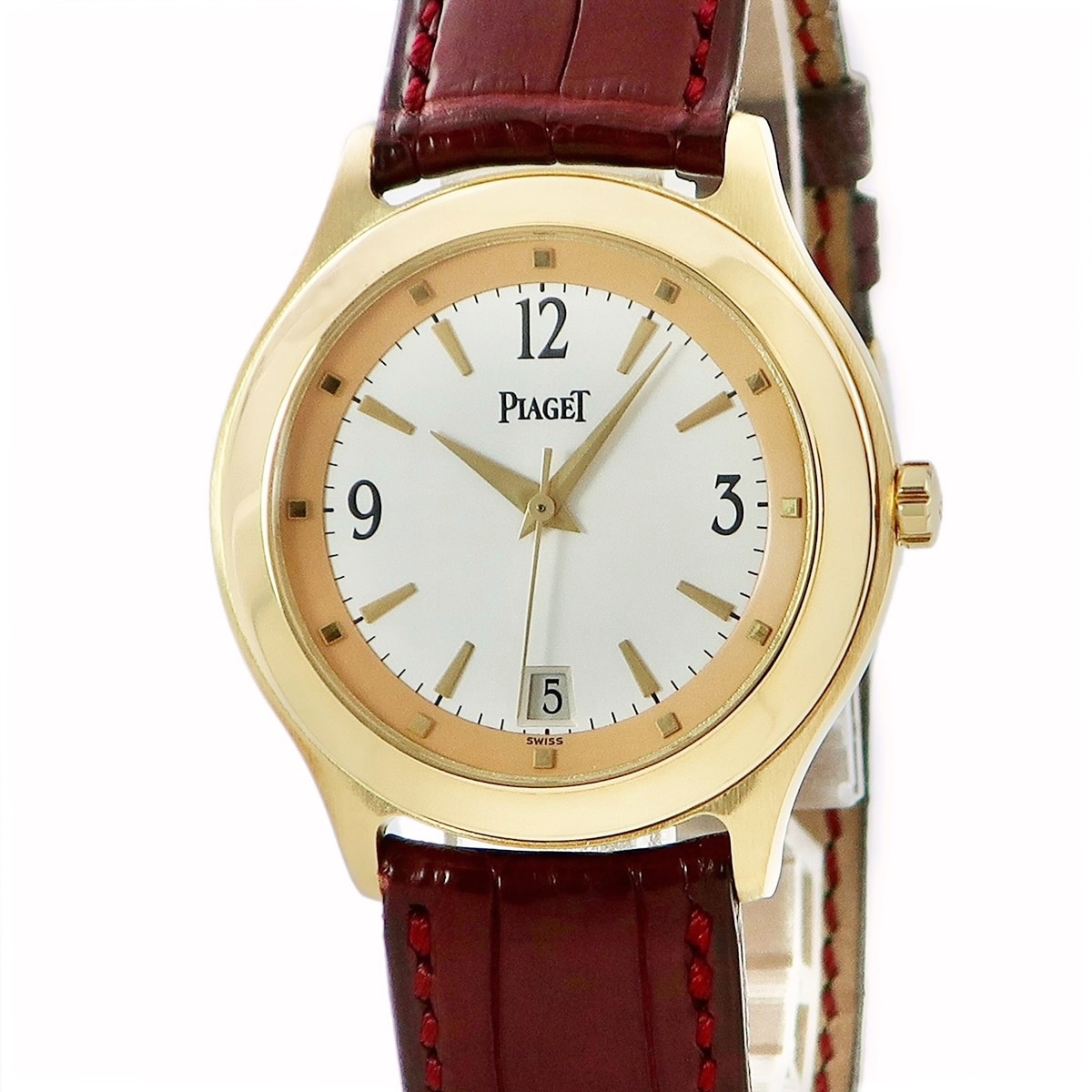 シテア G0A21064 自動巻き メンズ K18YG無垢 デイト シルバー アラビア バー 3年保証