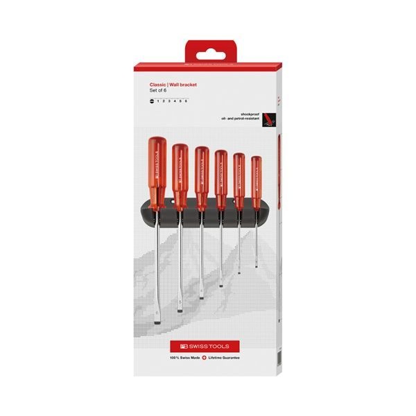 PB SWISS TOOLS ピービースイスツールズ 5本組 クラシックハンドル マイナスドライバーセット ホルダー付 ペーパーボックス入 240.CBB