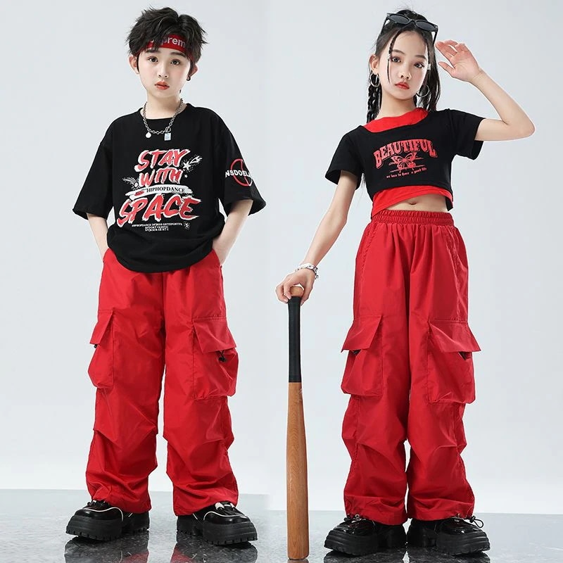 街のダンスの子供のファッション服の夏の男の子のhiphopのスーツの女の子のジャズのダンスの服装の子供のフレームの衣装