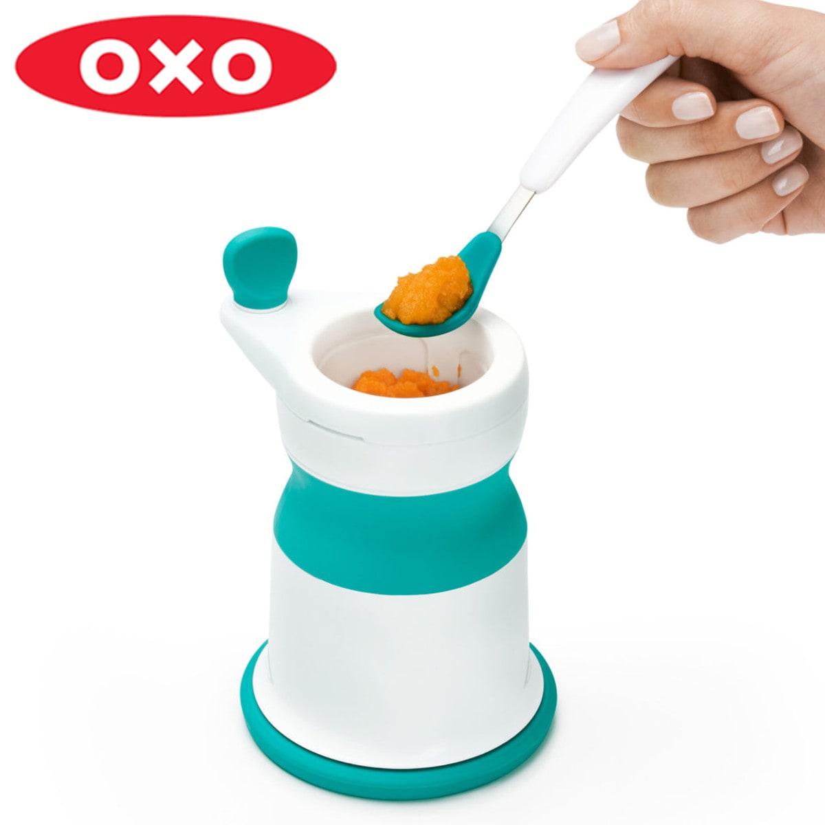 OXO Tot 離乳食 ペーストメーカー ベビーフードミル 手動 オクソー フードミル ベビー 赤ちゃん 食洗機対応 ペースト 下ごしらえ 調理器具 離乳食作り 少量 コンパクト フタ付き