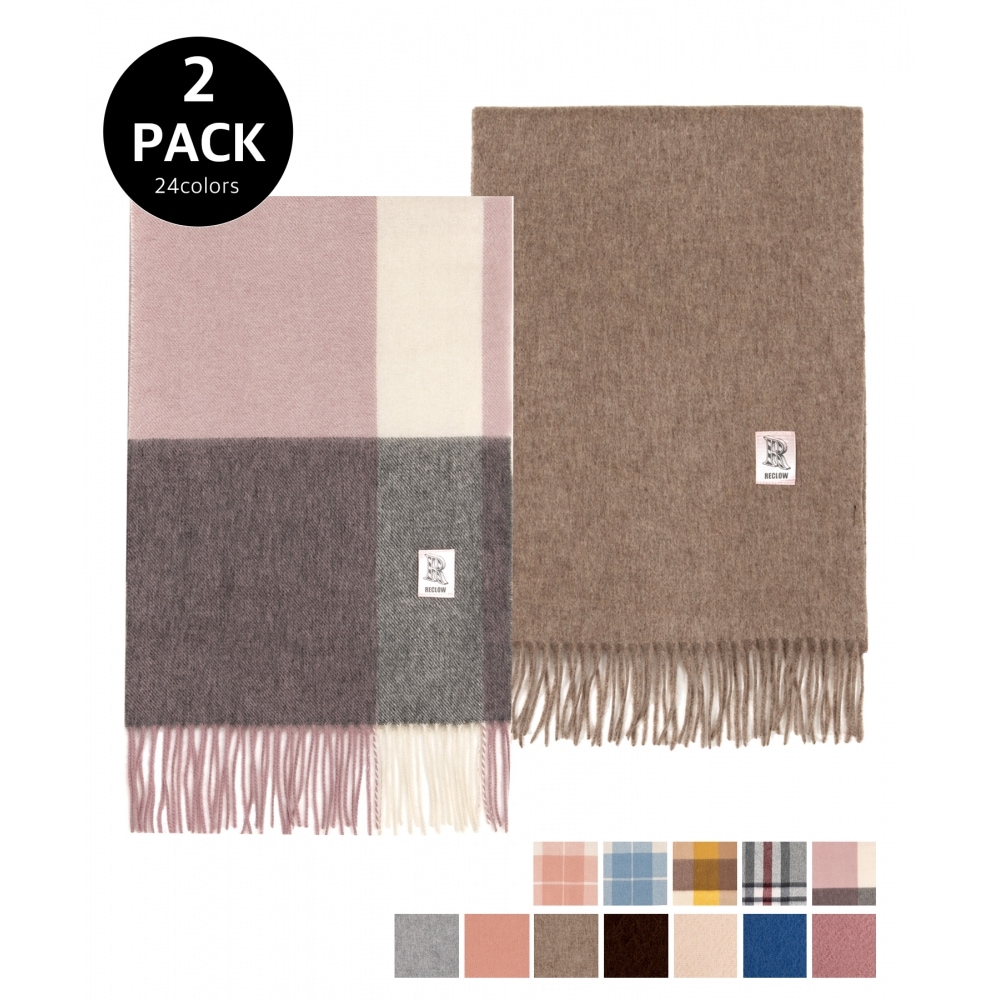 リクロー [2パック] RC カシミア 100% マフラー 24色