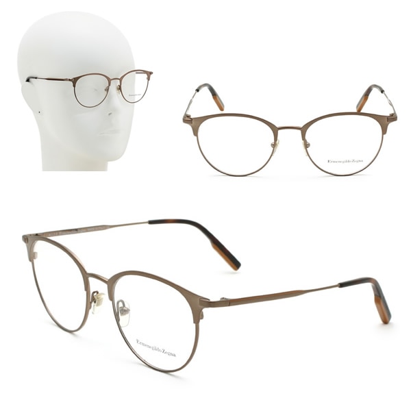 フレームのみ EZ5141/V 036 51 Ermenegildo Zegna メガネ 眼鏡 サテンブロンズ ブロンズ ハバナ キャメル