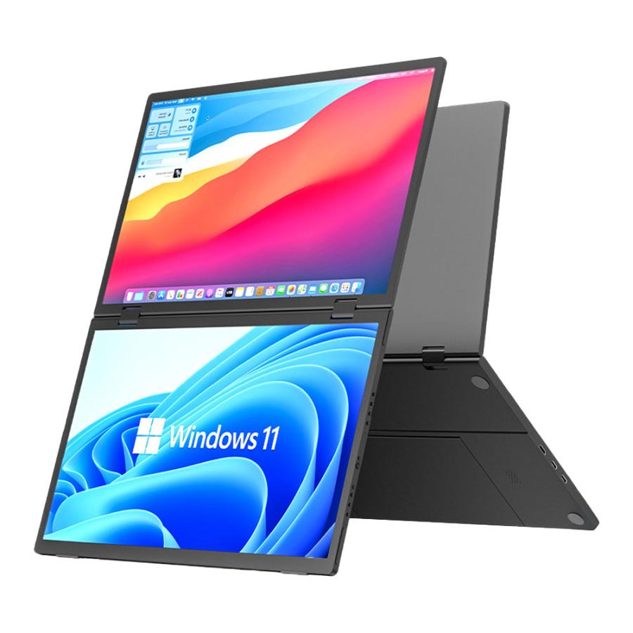【即納*夏今買いたいが特壳】15.6インチ 2画面 デュアル モバイルモニター ディスプレイ Windows Mac対応 USB-CHDMI映像入力 フルスクリーンモード RIM-E10-V2