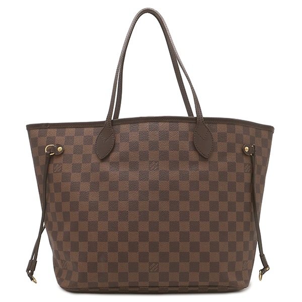 ルイヴィトン トートバッグ ネヴァーフルMM ダミエキャンバス ダミエエベヌ ゴールド金具 茶 赤 ショルダーバッグ 肩掛け N51105 AR4099【中古】