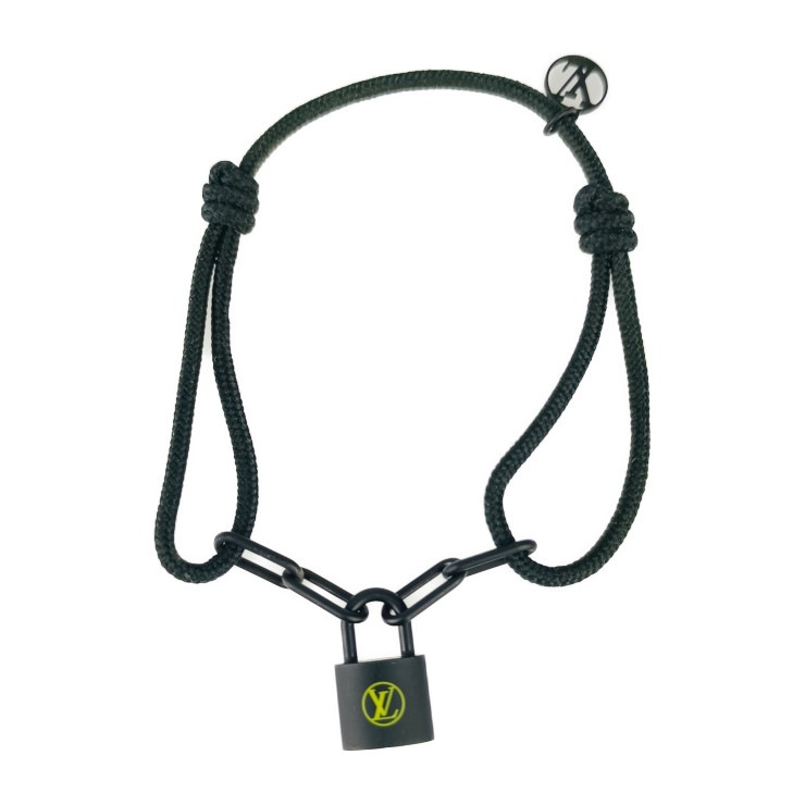 美品 LOUIS VUITTON ルイ ヴィトン ブレスレット シルバー・ロックイット ヴァージル・アブロー Q05270 ノワールプロフォン チタン リサイクルナイロン ブラック【本物保証】