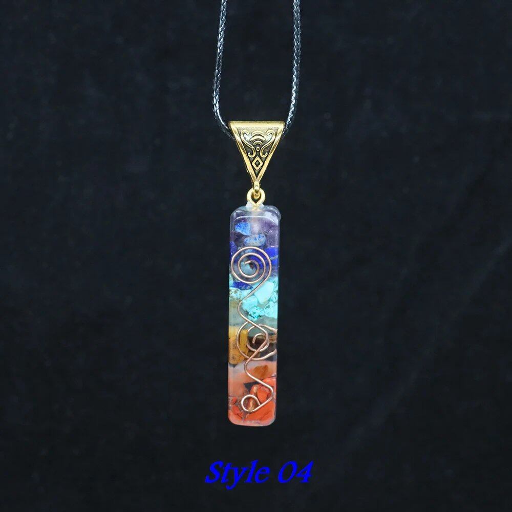 7チャクラストーン ペンダントネックレス レトロ チャクラヒーリング エネルギークリスタル 天然石ペンデュラム 女性用 ヨガ 瞑想 ギフト カラー：スタイル04 商品名：直径50mm 50個入り