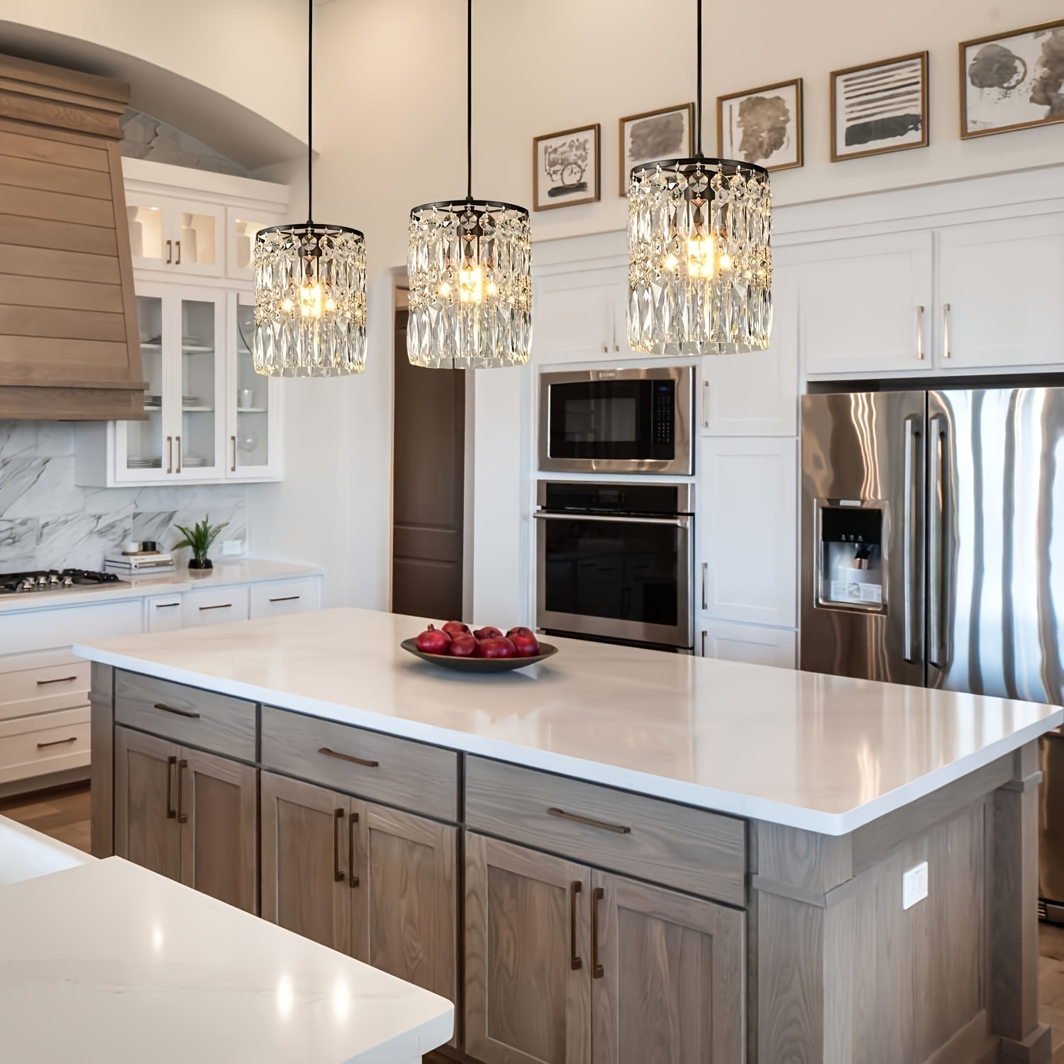 2個パック クリスタル シャンデリアモダン クリスタル シャンデリア ブラックセミフラッシュ ペンダントライト キッチンアイランド ペンダントライトコード付き調節可能なバー シーリング シャンデ