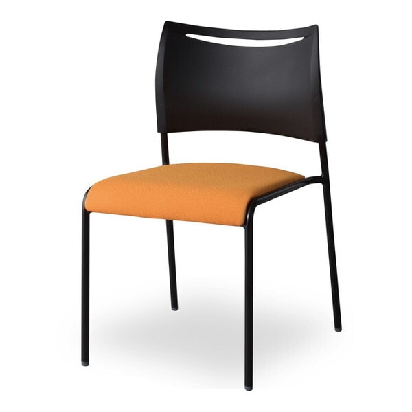 4本脚ミーティングチェア ブラックフレーム 布張 オレンジ LTS-4-B-F-OR 1脚 メーカー直送