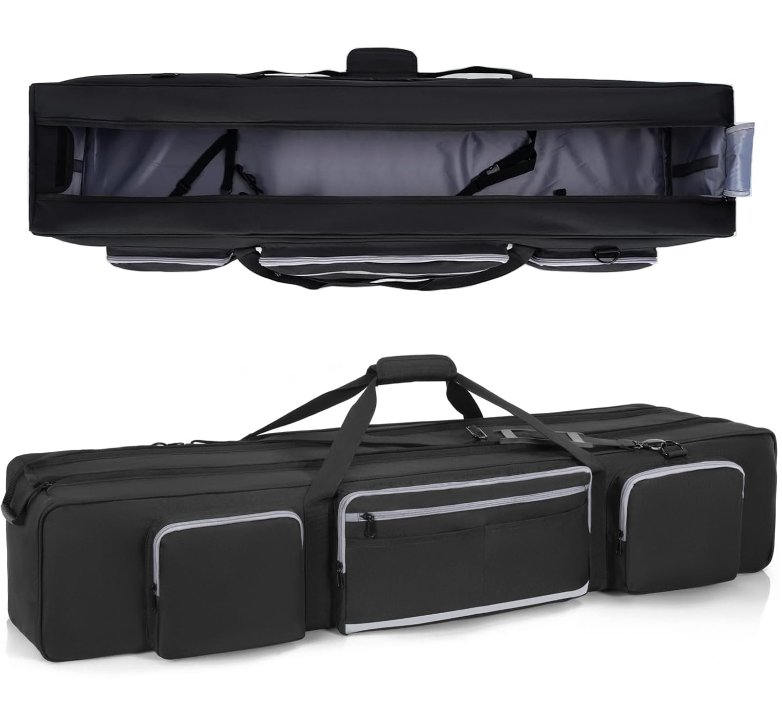 BQKOZFIN 三脚ケース 132x25x25cm キャリーバッグ ライトスタンド ／マイクスタンド 収納バッグ 防水 厚手クッション入り 手持ち/肩掛け/斜め掛け 撮影用 機材ケース ポール ケー