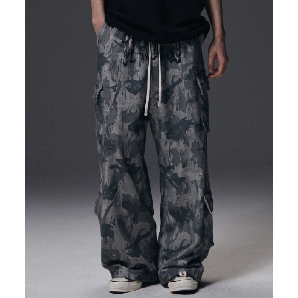 NOT4NERD カモインシジョンマルチカーゴスウェットパンツ-グレー