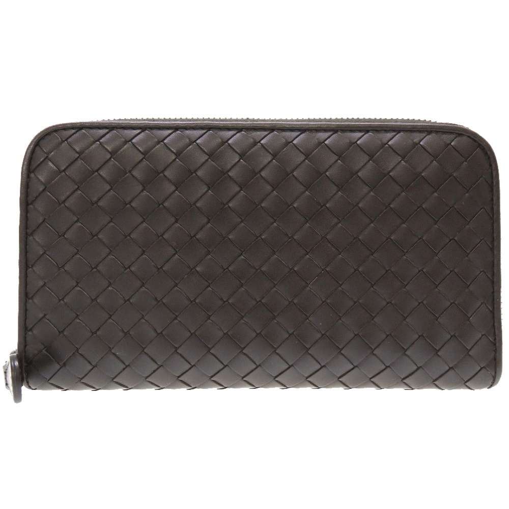 美品 ボッテガヴェネタ イントレチャート 長財布 レザー/レザー ブラウン 0113【中古】BOTTEGAVENETA メンズ