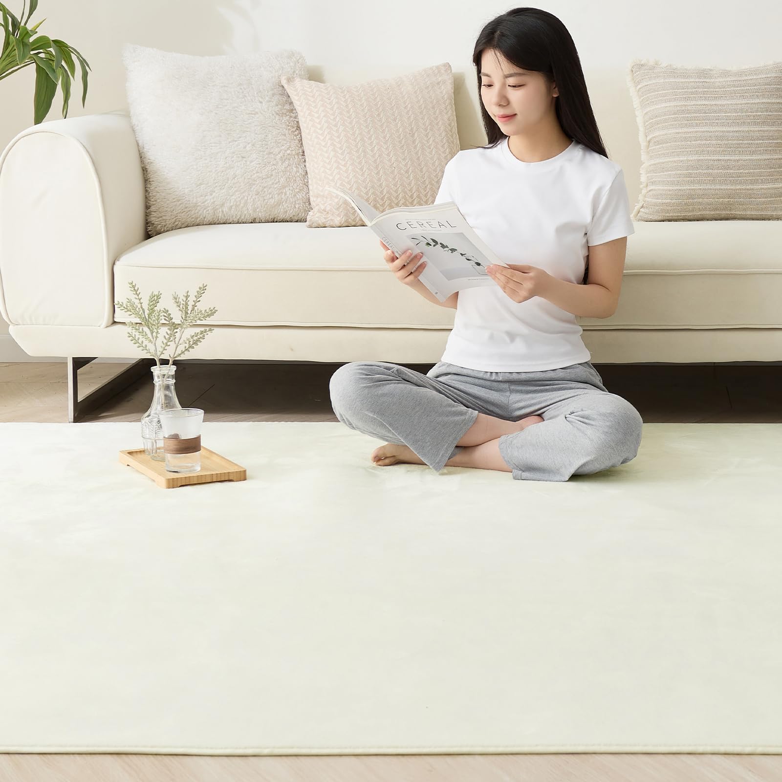 Softime カーペット ラグ ラグマット 200×250cm（約3畳）絨毯 滑り止め付 ラグカーペット 軽量設計 洗える 地毯 抗菌 防臭 防ダニ フランネルラグ オールシーズン 床暖房 ホットカ