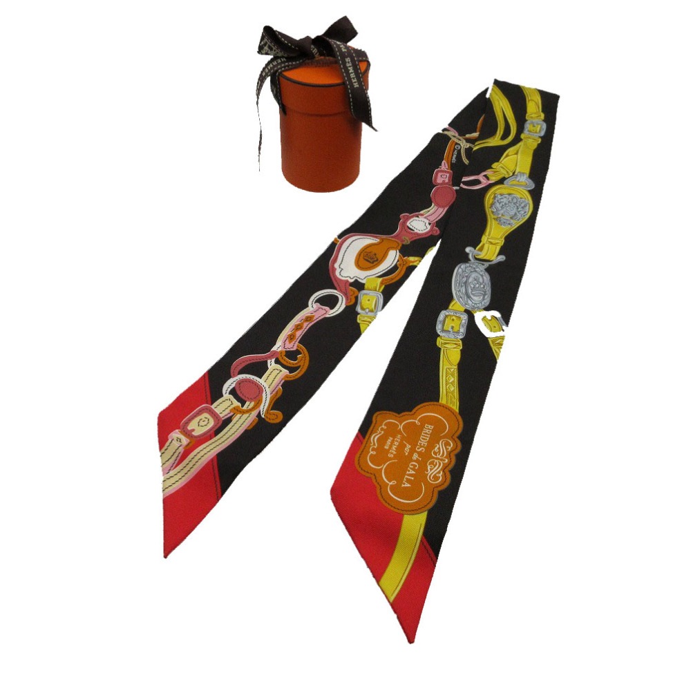 未使用品 ツイリー ブリッドドゥガラアップリケピケ スカーフ シルク/シルク エベンヌ 0144【中古】 レディース