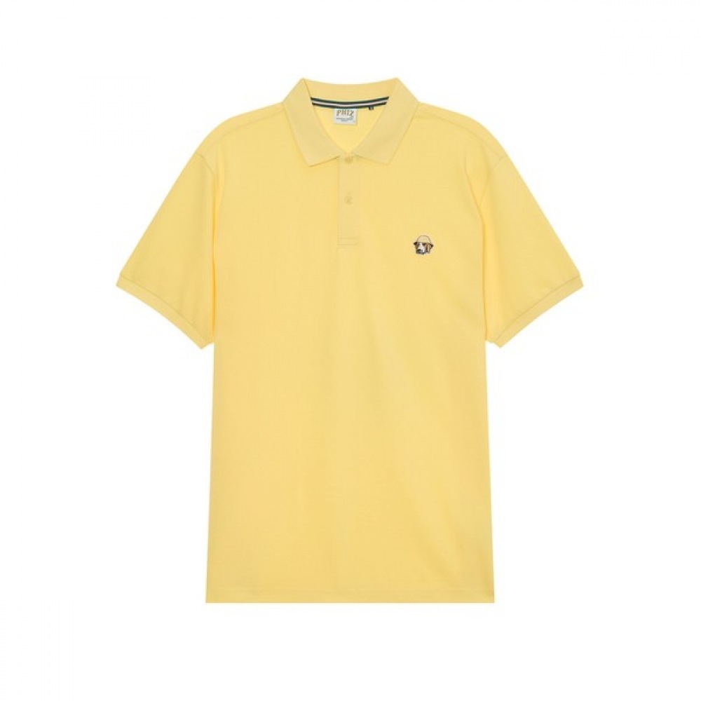 (ヘッジズ) 24SS イエローソリッドコットンショートスリーブカラー T シャツ WHTS4B205Y2