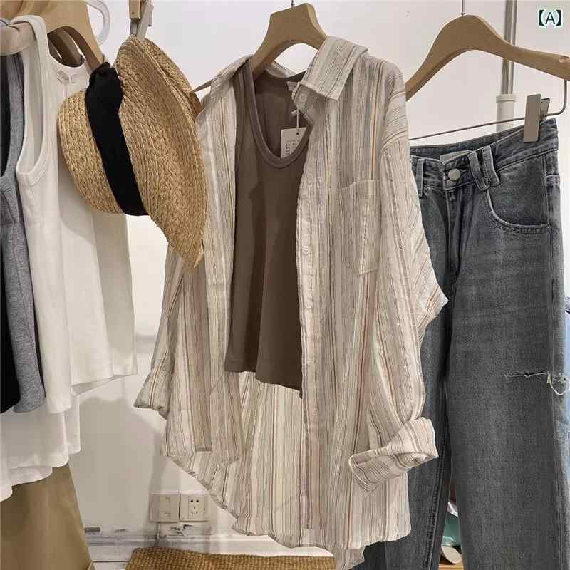 レディース　　シャツ　トップス ストライプ リネンシャツ レディース 長袖 2025 春秋 シャツ コットンと リネン レイ ヤード ボトムトップ 8,200円