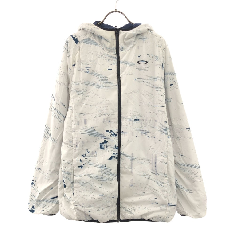 総柄 ジップジャケット 2XL ホワイト ブルゾン ビッグサイズ 裏起毛 メンズ