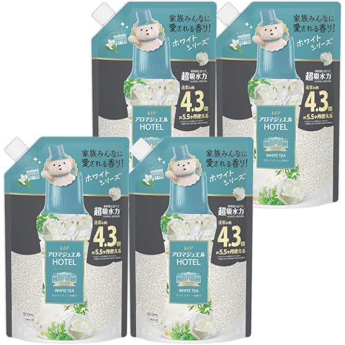 アロマジュエル HOTEL お洗濯の香り付けビーズ ホワイトティーの香り 詰め替え 1810mL×4袋 [大容量] [ケース品] 柔軟剤を一緒に使って効果長続き