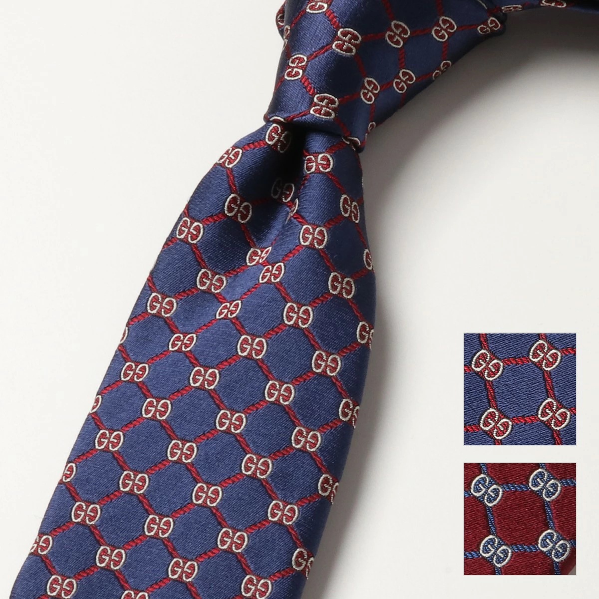 GUCCI グッチ ネクタイ GUSHION 625461 4E002 メンズ シルク ジャガード GGロゴ カラー2色