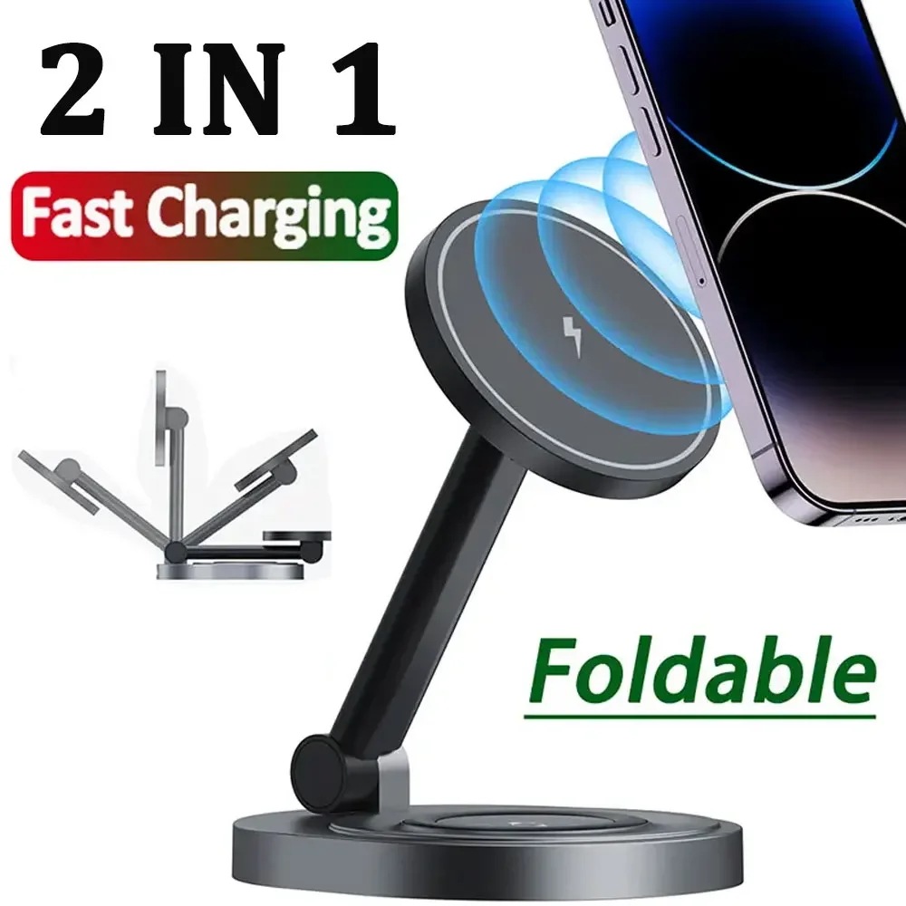 Magsafe-折りたたみ式磁気ワイヤレス充電スタンド,2 in 1急速充電スタンド,iPhone 15,14,13,12,Apple Watch,8,7,6, Airpods