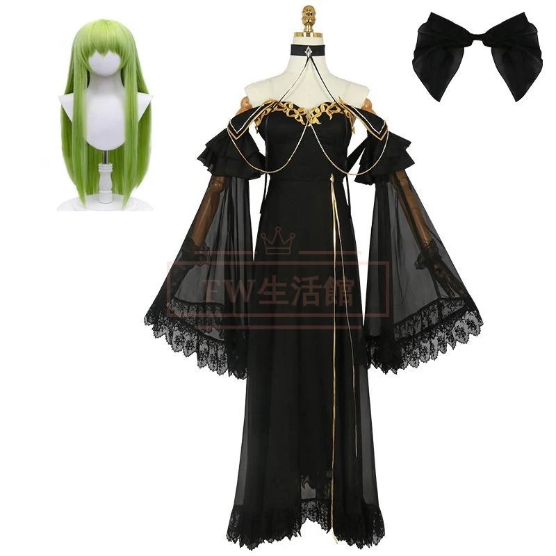 コードギアス 反逆のルルーシュ 風 C.C. シーツー ドレス コスプレ衣装 ウィッグ cosplay ハロウィン 演出服 変装