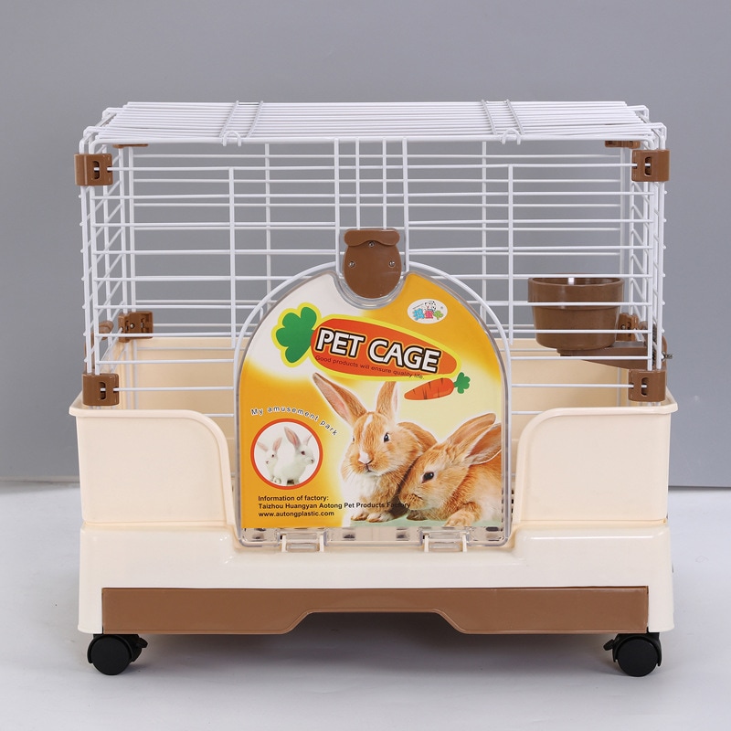 大型移動式ウサギケージ チンチラケージ 引き出し式尿飛沫防止ウサギケージ 二層ウサギケージ