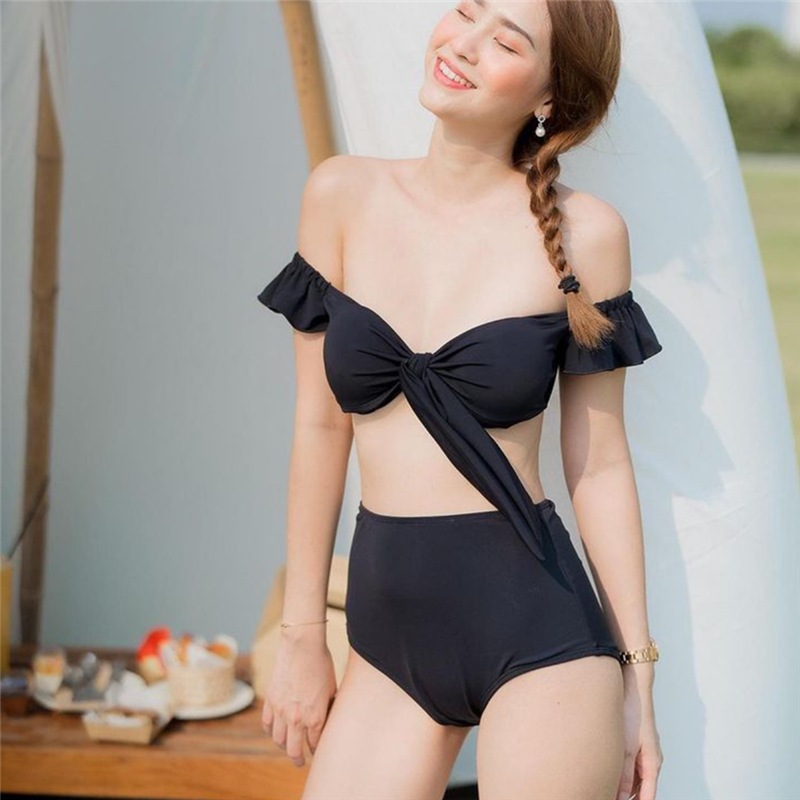 【1つ買うと10つ無料】スウェットスーツの女性のセクシーなワンショルダーレースアップレースアップハイウエストベリースリミングビキニ 39,932円